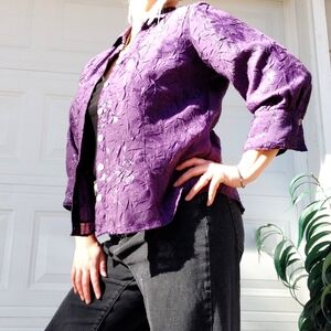 Coldwater Creek Purple Lightweight Textured Blazer
